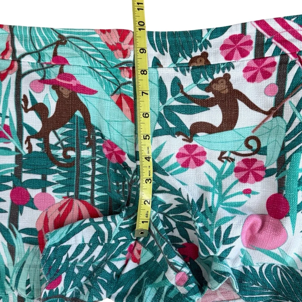 Talbots Womens 10P Tropical Monkey Jungle Print Scalloped Hem Shorts Green Pink - Picture 9 of 11